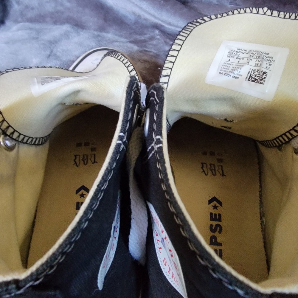 Converse Chuck Taylor All Star High Top Unisex 6 Women 4 Men Black Good Canvas - Picture 8 of 14